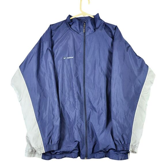 Reebok Navy Blue Gray Windbreaker‎ Track Jacket Athletic Full Zip Sport Coat XL - Picture 1 of 10